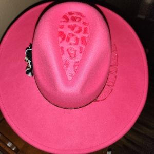 custom burned cheetah print felt hat